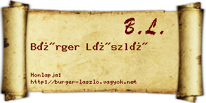 Bürger László névjegykártya